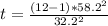 t = \frac{(12 - 1) * 58.2^2}{32.2^2}