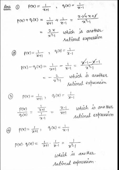Use the information below to complete the problem: p(x)=1/x+1 and q(x)=1/x-1 Perform the operation a