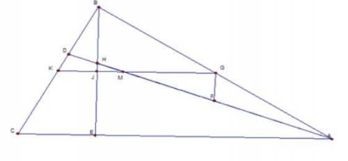 Given: BE and AD are altitudes (intersecting at H) of triangle ABC, while F,G, and K are midpoints o