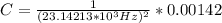 C=\frac{1}{(2 3.142 13*10^3Hz)^2} *0.00142