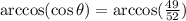 \arccos (\cos \theta)=\arccos(\frac{49}{52})