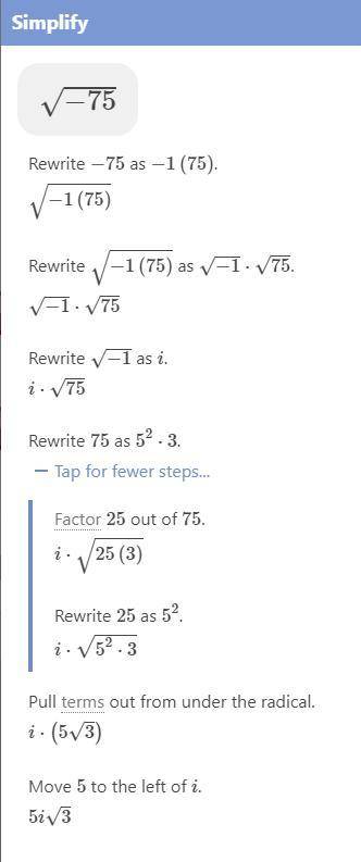 Simplify the square root of –75