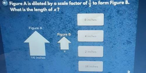 Figure A is dilated by a scale factor of 1/2 to form Figure B. What is the length of x?