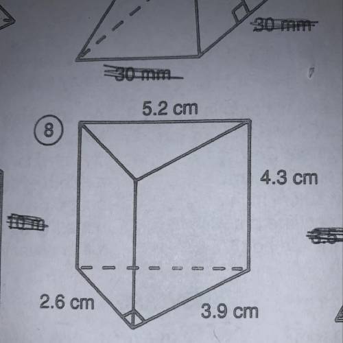 What is the volume of this triangular prism? please help!! :) (just #8)