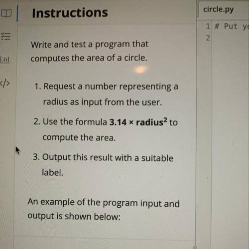 Write a test program that computers the area of a circle