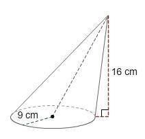 What is the volume of this oblique cone? 432π cm³  324π  cm³  288π  cm³  144π  cm³