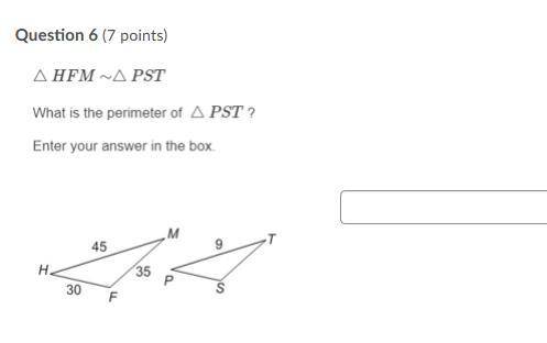 Δ HFM- Δ PST What is the perimeter of triangle PST? Enter your answer in the box.