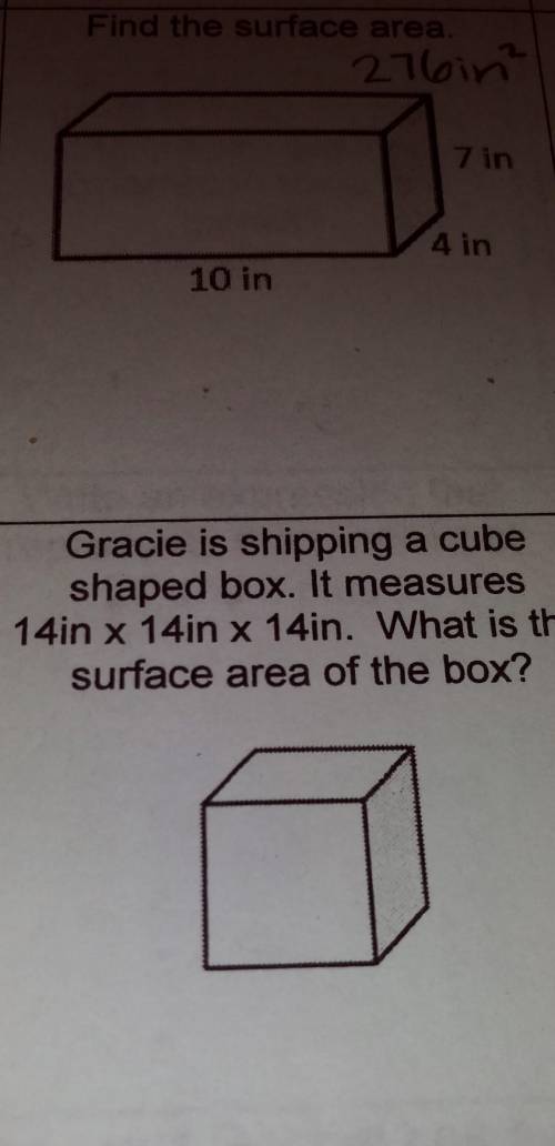 Please help the first answer is 276in squared and the second answer is 1176in squared