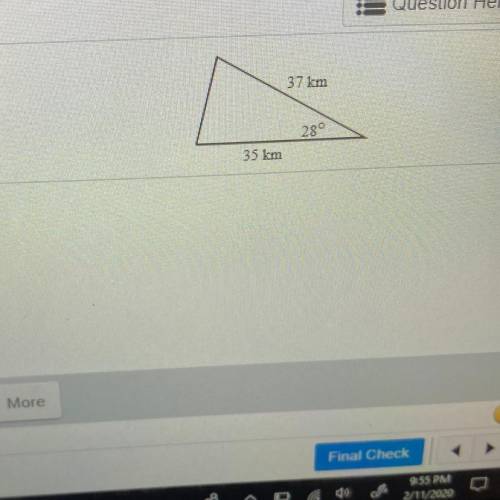 Can some find the area to this triangle I tried a bunch of things and i keep getting it wrong