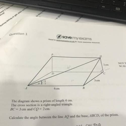 Calculate the angle between the line AQ and the base 15POINTS PLS HELP