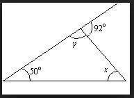 What is the measure of angle x? 88º 130º 42º 142º