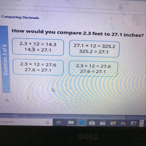 How would you compare 2.3 feet To 27.1 inches