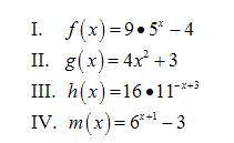 Identify the functions that represent exponential growth a 1 only b 3 only c 1 and 4 only d 1,2, and