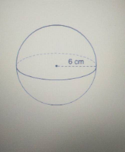 What is the volume of this sphere? 12r cm^3 36r cm^3 288r cm^3 864r cm^3.