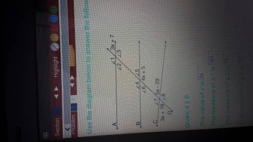 Pls help Use the diagram below to answer the following questions given a and b the value of x is bla