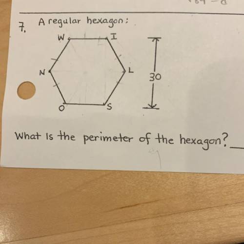 How do I do this? It is a regular hexagon with a height of 30. We have to find the perimeter of it.