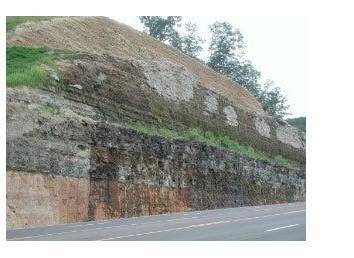 Notice in the picture of sedimentary rocks, there is one layer on top of the other. The oldest rocks