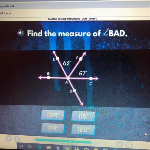 Find the measure of BAD