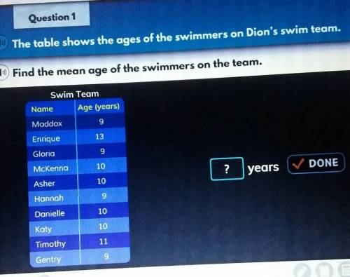 Find the mean age of the swimmers on the team.