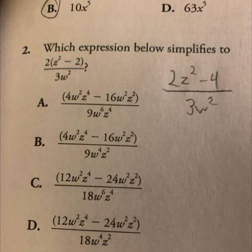 Which expression simplifies...