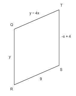 QRST is a parallelogram. Find x and y.