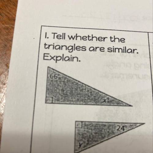 Tell whether the triangles are similar. Explain.