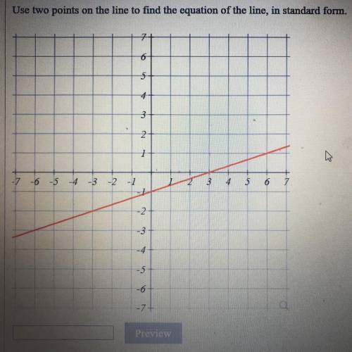 Use two points on the like to find the equation of the line in standard form