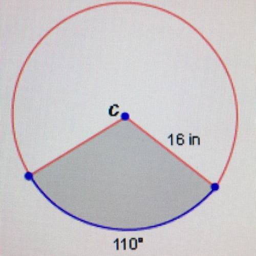 What is the approximate area of the shaded sector in the circle shown below?