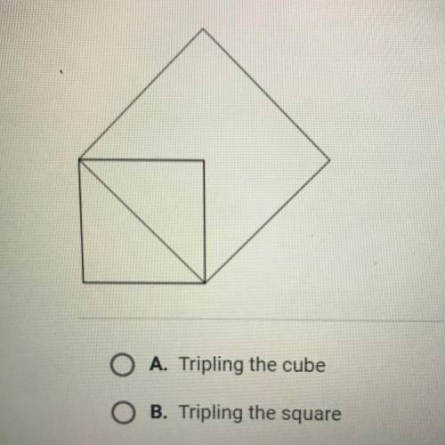 Which geometric construction is shown below? A. Tripling the cube B. Tripling the square C. Doubling