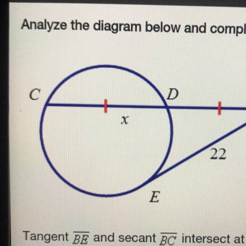 Tangent Be and secant BC intersect at point B. Find the value of x. If necessary, round to the hundr