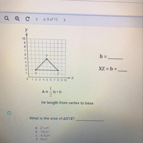 What is the area of triangle XYZ