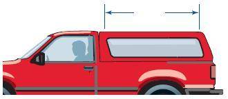 The perimeter of the window of the camper shell is 130 in. Find the length of one of the shorter sid