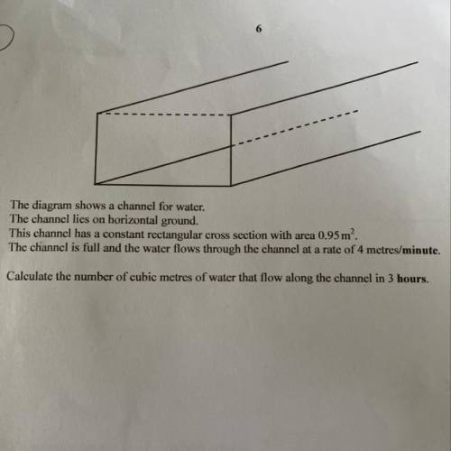 Calculate the number of water that flow along the channel in 3 hours