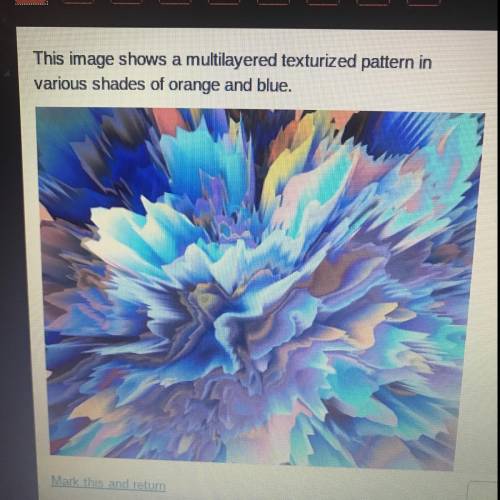 This image shows a multilayered texturized pattern in various shades of orange and blue. How does th