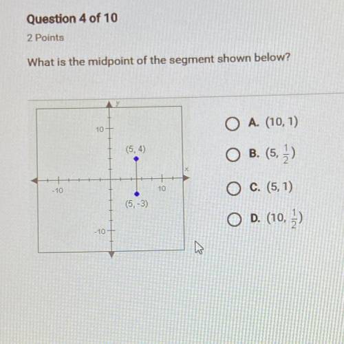 What is the midpoint of the segment shown below