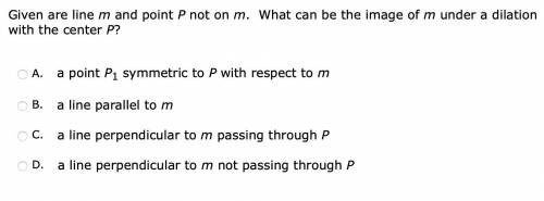 Question 19: Given are line m and point P not on m. What can be the image of m under a dilation with