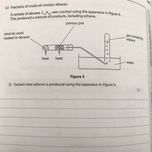 Explain how ethene is produced using the apparatus in Figure 4. This is a three mark question.