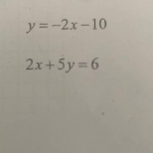 Solve the following system of equation using the method of substitution. Show the work that leads to