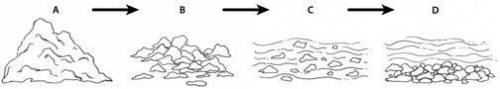 PLLLZ HELP 15 POINTS Which step in the diagram depicts erosion?ABCDWhat is the process that is occur