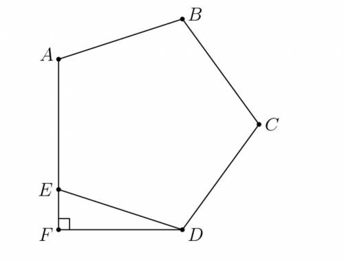 In the diagram below, points A, E, and F lie on the same line. If ABCDE is a regular pentagon, and \