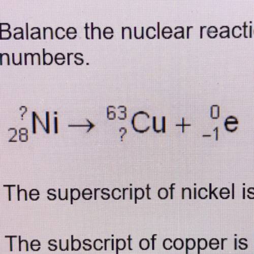 Balance the nuclear reaction equation for the beta minus decay of nickel-63 by completing the missin