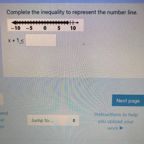 Complete the inequality to represent the number line.