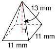 What is the volume of the square pyramid? Round to the nearest hundredth, if needed.524.33 mm 31,573