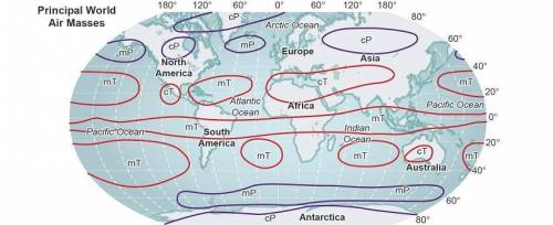 What type of weather are the upper part of Africa and the lower half of Asia most likely experiencin