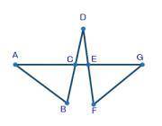 In the figure below, ∠DEC ≅ ∠DCE, ∠B ≅ ∠F, and segment DF is congruent to segment BD. Point C is the