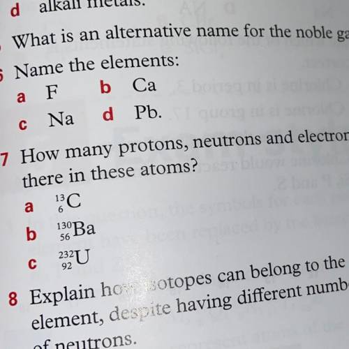 How many protons, neutrons and electrons are in these atoms?