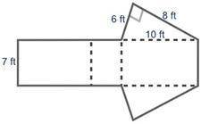 Use a net to find the surface area of the right triangular prism shown below: