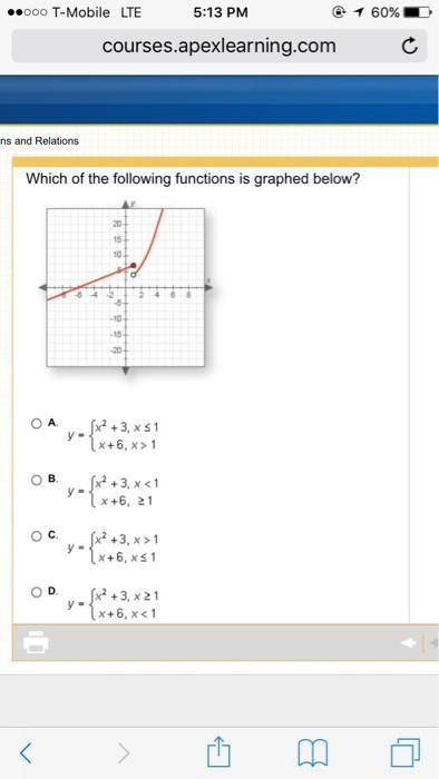Which of the following functions is graphed below? (apex)