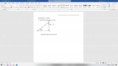 PLEASE ANSWER QUICK! WILL MARK Triangle ABC has angle measures as shown. What is the value