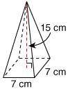 What is the volume of the square pyramid? Round to the nearest hundredth, if needed. 1,575 cm 3 735
